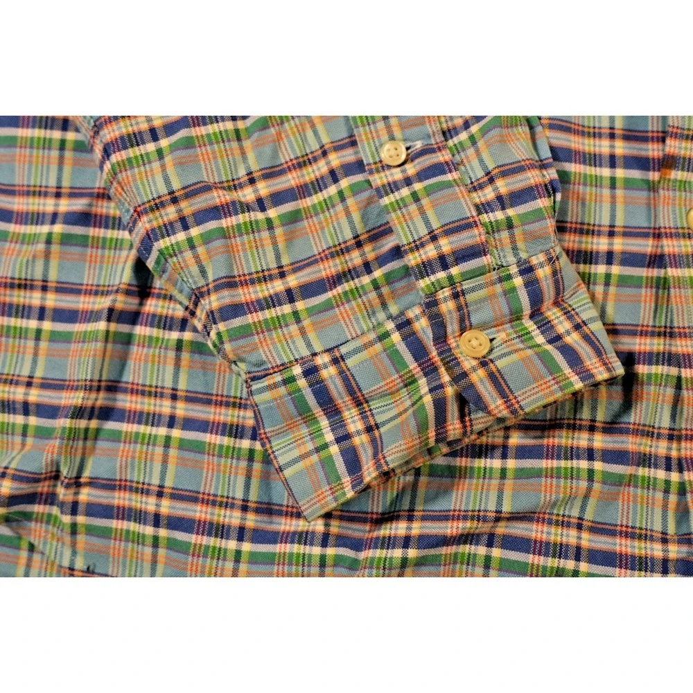 Ralph Lauren Shirt Mens 2XL Blue Plaid‎ Long Sleeve Button Down Cotton Casual